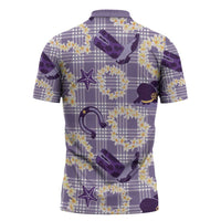 Aloha Hawaii Paniolo Lavender Palaka Zipper Polo Shirt Coastal Rodeo - Polynesian Pride
