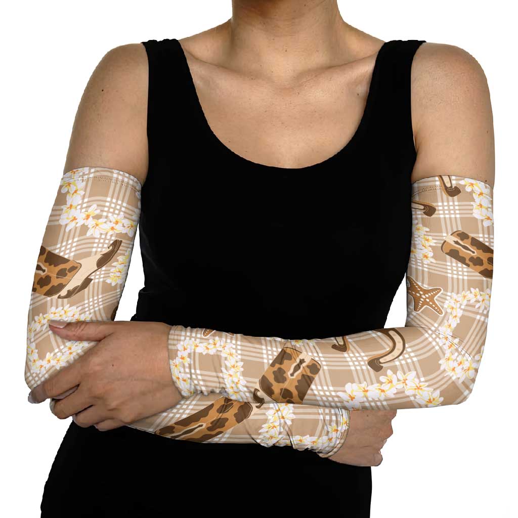 Aloha Hawaii Paniolo Khaki Palaka Arm Sleeves Coastal Rodeo - Polynesian Pride