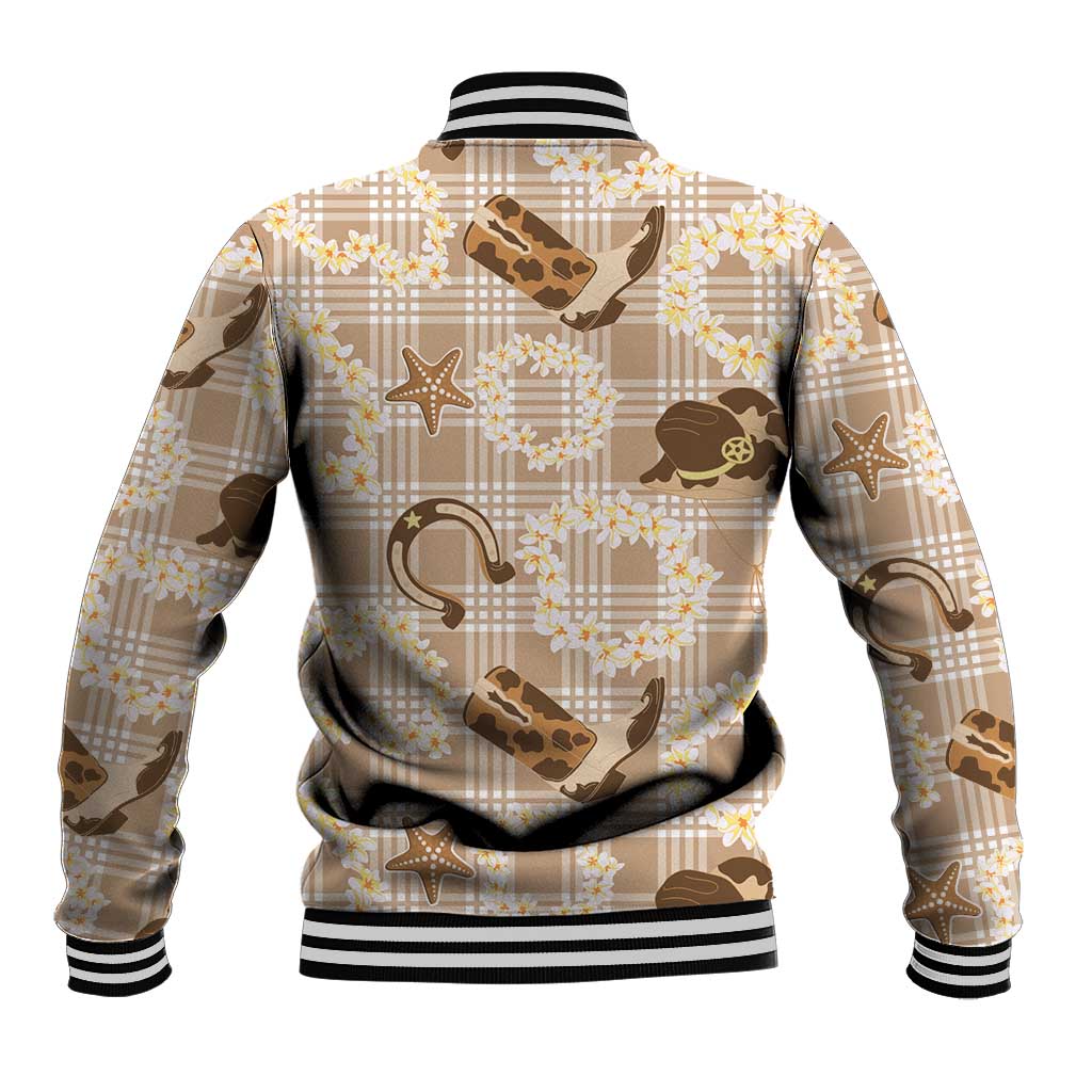Aloha Hawaii Paniolo Khaki Palaka Baseball Jacket Coastal Rodeo - Polynesian Pride