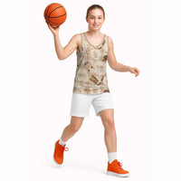 Aloha Hawaii Paniolo Khaki Palaka Basketball Jersey Coastal Rodeo - Polynesian Pride
