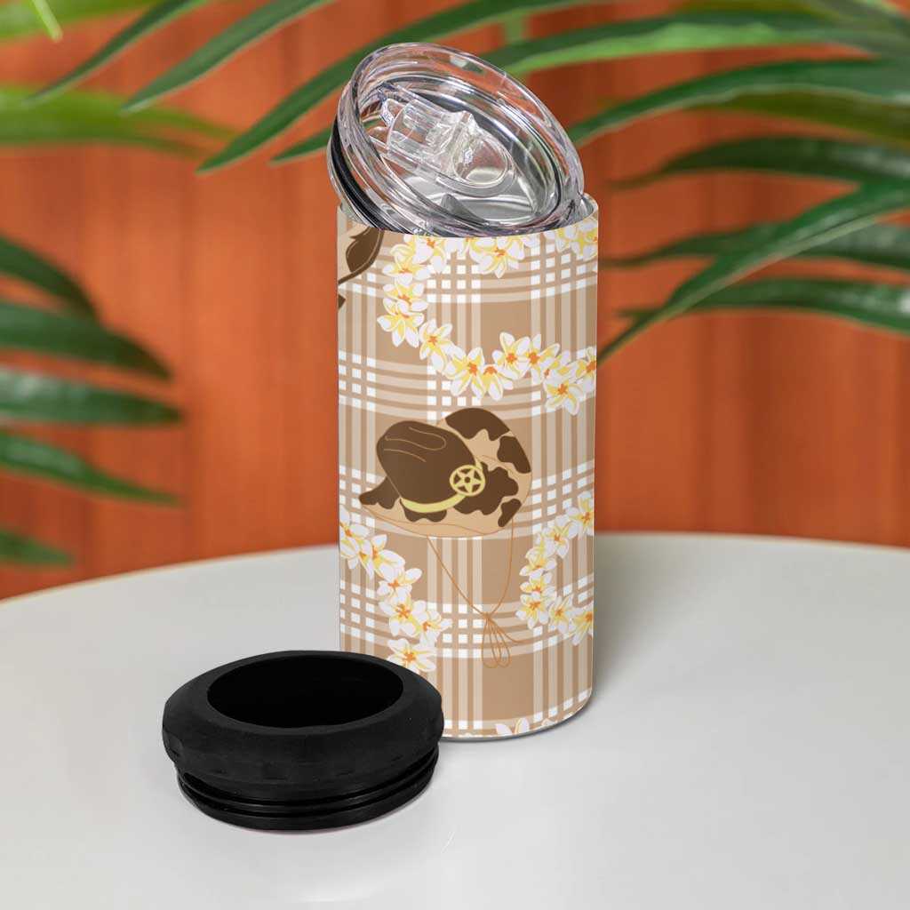 Aloha Hawaii Paniolo Khaki Palaka 4 in 1 Can Cooler Tumbler Coastal Rodeo - Polynesian Pride
