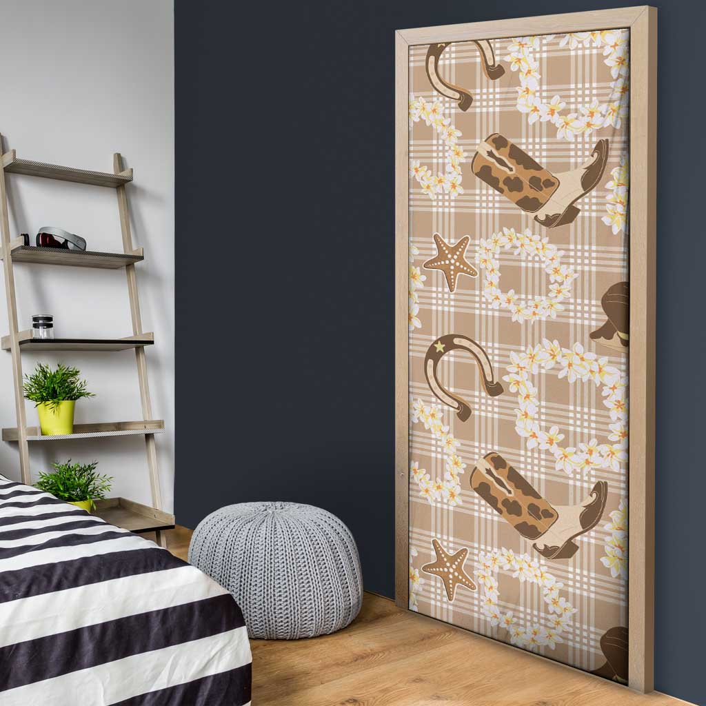 Aloha Hawaii Paniolo Khaki Palaka Door Cover Coastal Rodeo - Polynesian Pride