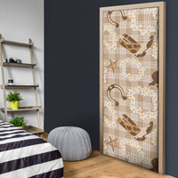 Aloha Hawaii Paniolo Khaki Palaka Door Cover Coastal Rodeo - Polynesian Pride
