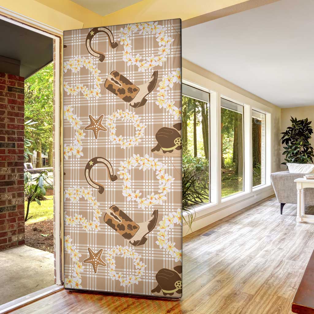 Aloha Hawaii Paniolo Khaki Palaka Door Cover Coastal Rodeo - Polynesian Pride