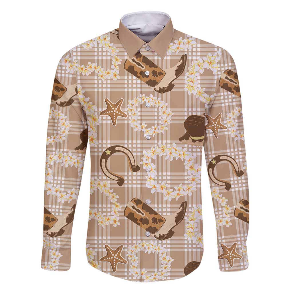 Aloha Hawaii Paniolo Khaki Palaka Family Matching Long Sleeve Bodycon Dress and Hawaiian Shirt Coastal Rodeo - Polynesian Pride