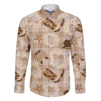 Aloha Hawaii Paniolo Khaki Palaka Family Matching Long Sleeve Bodycon Dress and Hawaiian Shirt Coastal Rodeo - Polynesian Pride