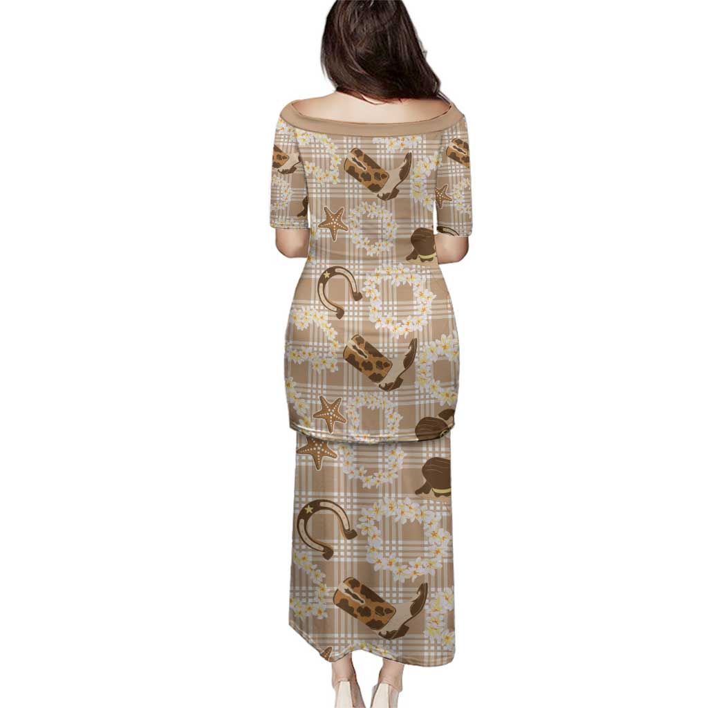 Aloha Hawaii Paniolo Khaki Palaka Family Matching Puletasi and Hawaiian Shirt Coastal Rodeo - Polynesian Pride