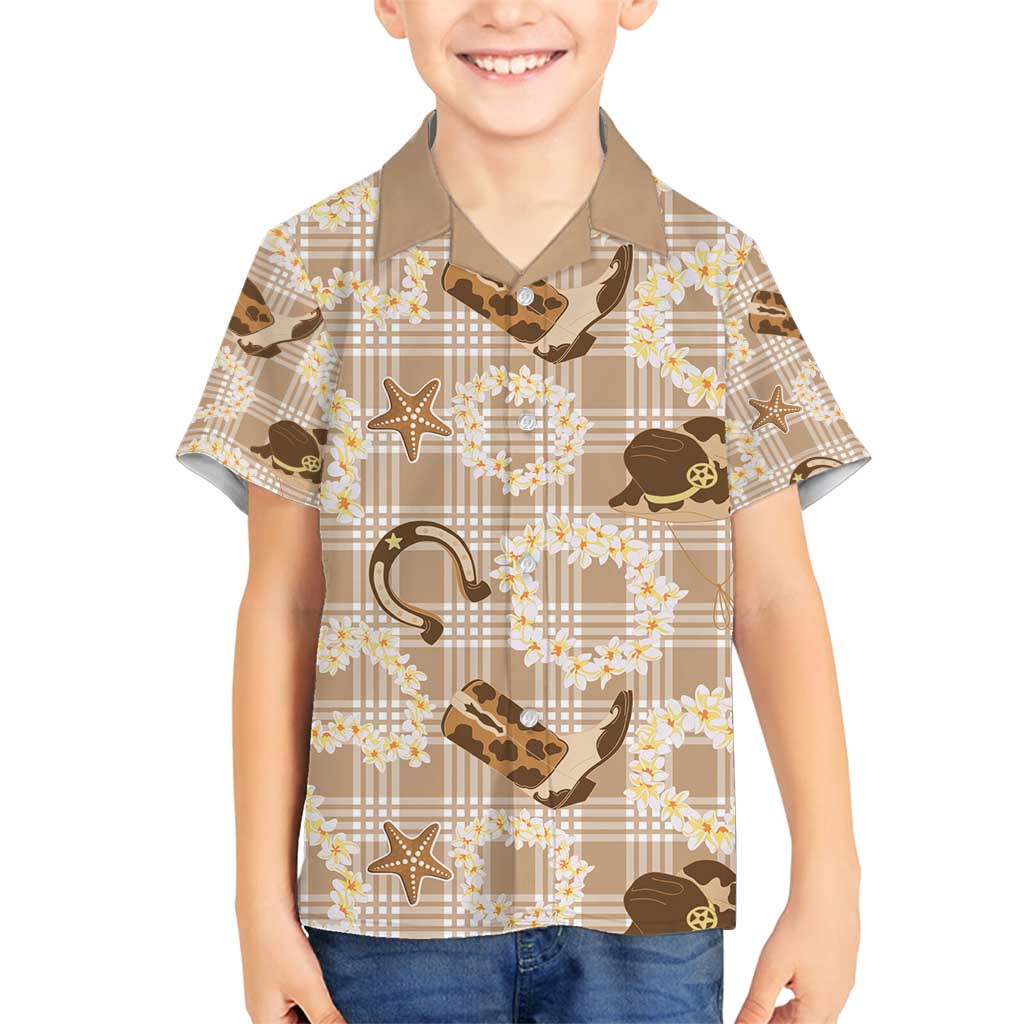 Aloha Hawaii Paniolo Khaki Palaka Family Matching Summer Maxi Dress and Hawaiian Shirt Coastal Rodeo - Polynesian Pride