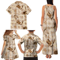 Aloha Hawaii Paniolo Khaki Palaka Family Matching Tank Maxi Dress and Hawaiian Shirt Coastal Rodeo - Polynesian Pride