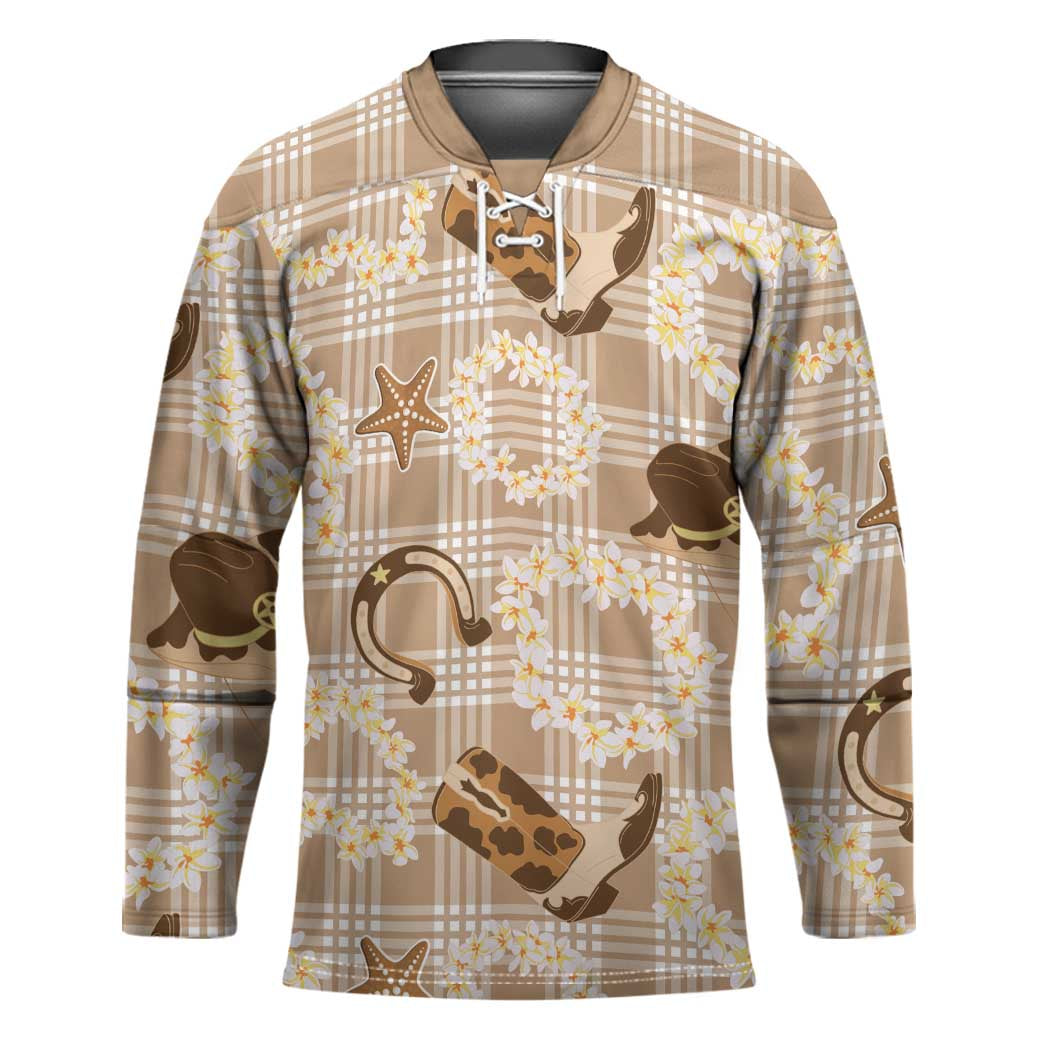 Aloha Hawaii Paniolo Khaki Palaka Hockey Jersey Coastal Rodeo - Polynesian Pride