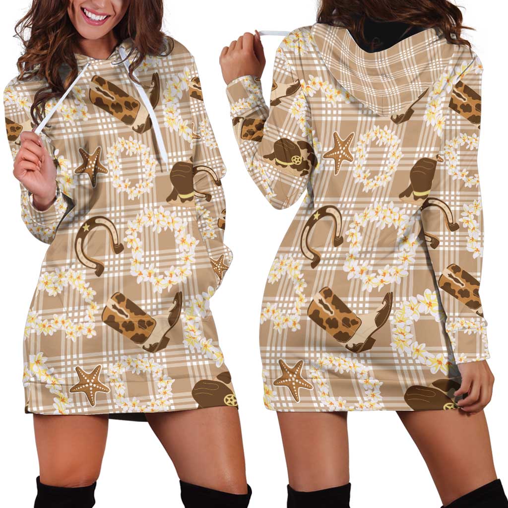 Aloha Hawaii Paniolo Khaki Palaka Hoodie Dress Coastal Rodeo - Polynesian Pride