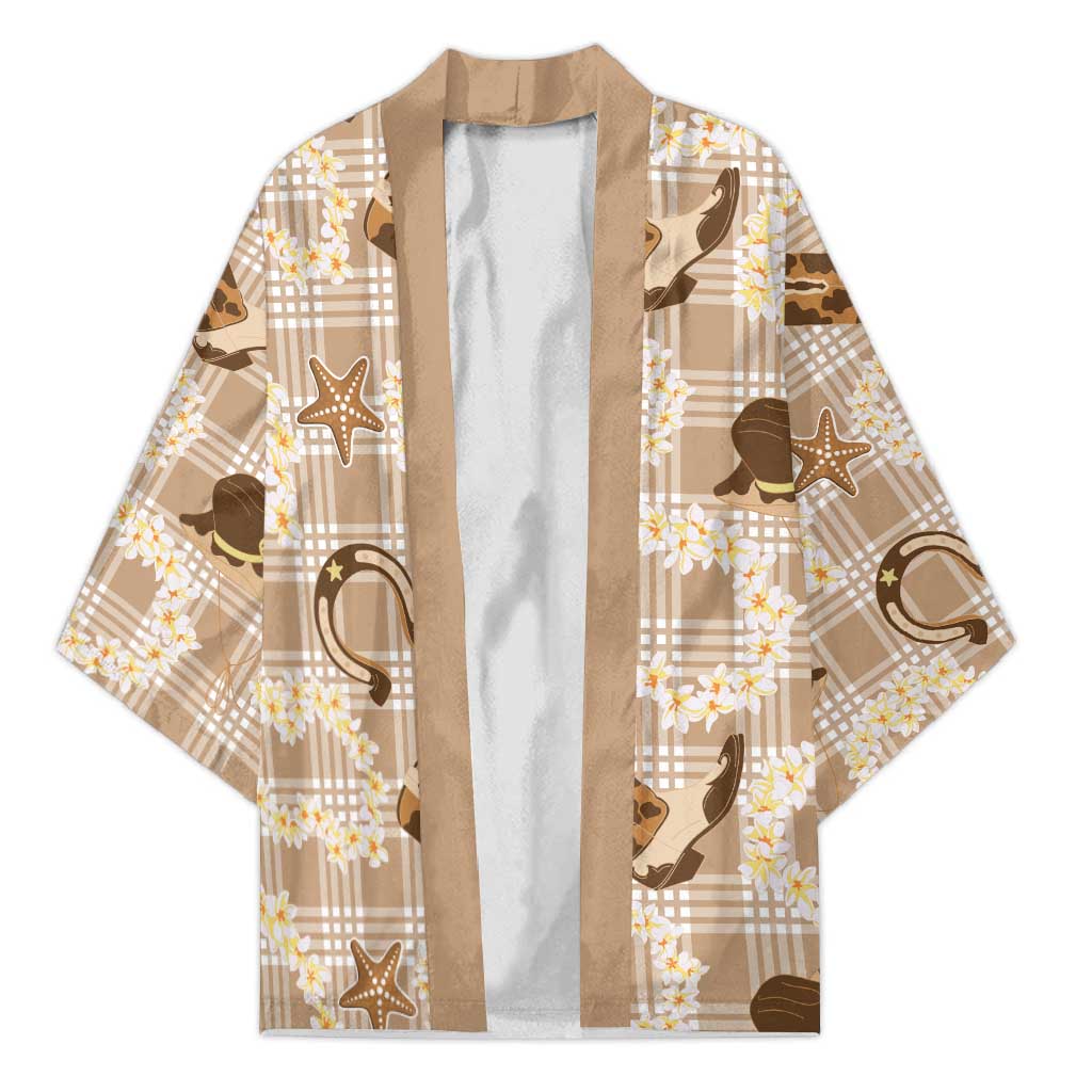 Aloha Hawaii Paniolo Khaki Palaka Kimono Coastal Rodeo - Polynesian Pride