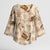 Aloha Hawaii Paniolo Khaki Palaka Kimono Sleeve Blouse Coastal Rodeo - Polynesian Pride