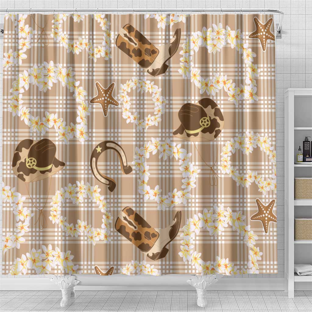 Aloha Hawaii Paniolo Khaki Palaka Shower Curtain Coastal Rodeo - Polynesian Pride