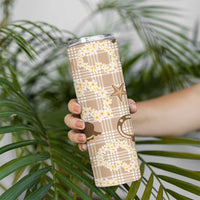 Aloha Hawaii Paniolo Khaki Palaka Skinny Tumbler Coastal Rodeo - Polynesian Pride