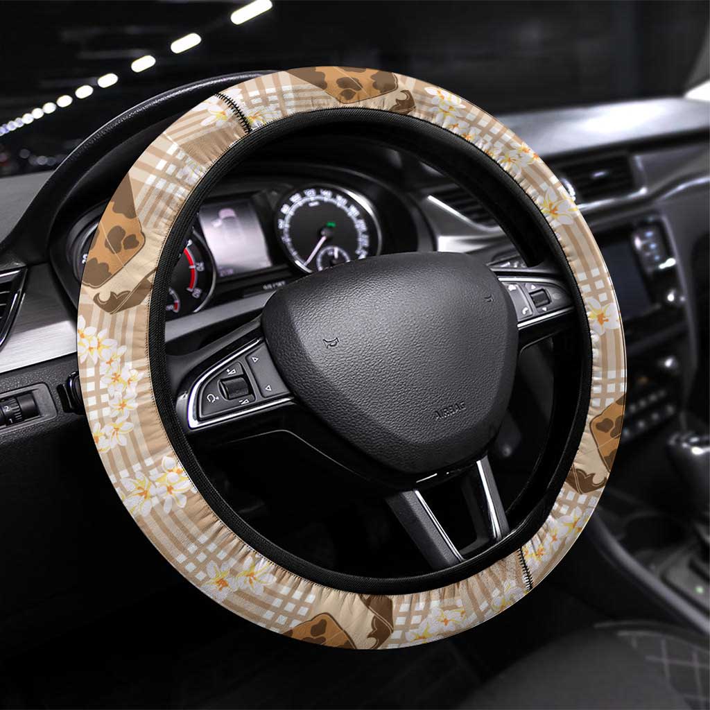 Aloha Hawaii Paniolo Khaki Palaka Steering Wheel Cover Coastal Rodeo - Polynesian Pride
