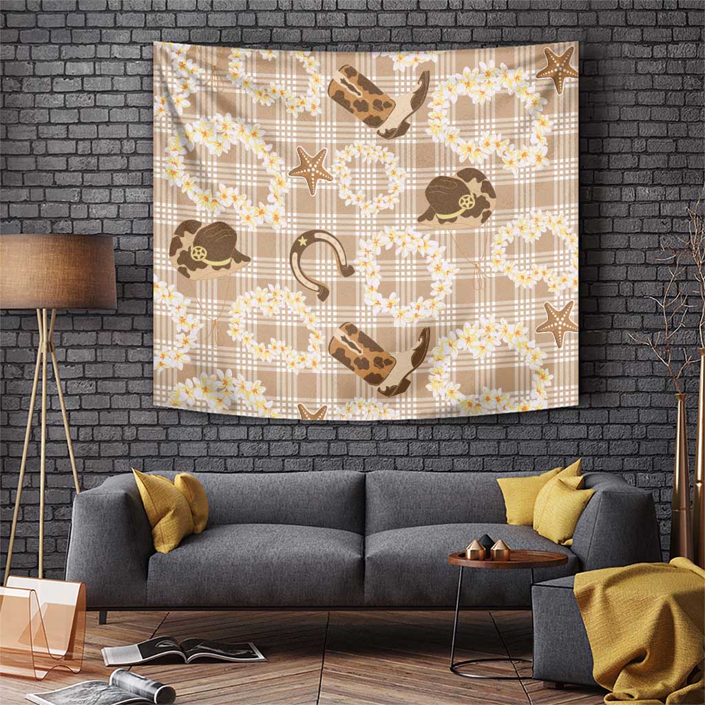 Aloha Hawaii Paniolo Khaki Palaka Tapestry Coastal Rodeo - Polynesian Pride