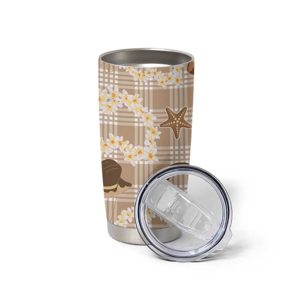 Aloha Hawaii Paniolo Khaki Palaka Tumbler Cup Coastal Rodeo - Polynesian Pride
