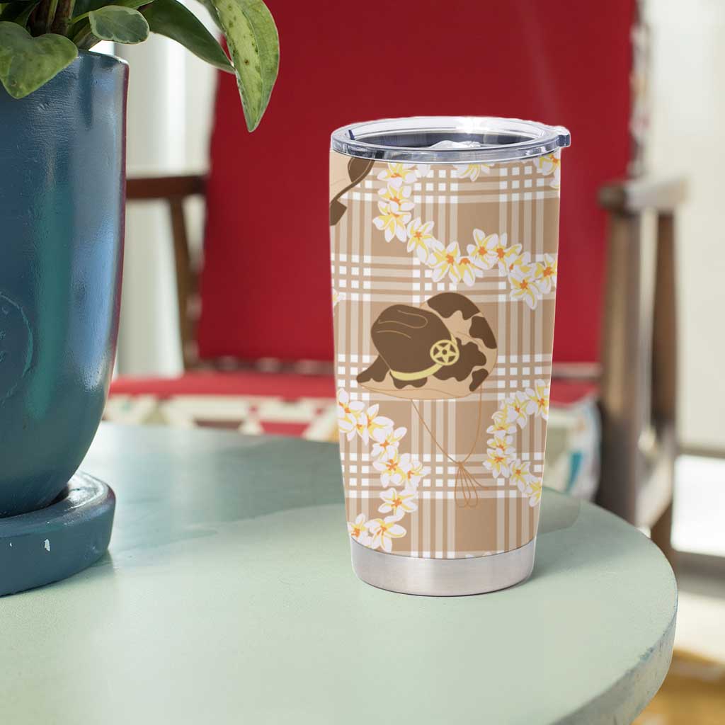 Aloha Hawaii Paniolo Khaki Palaka Tumbler Cup Coastal Rodeo - Polynesian Pride