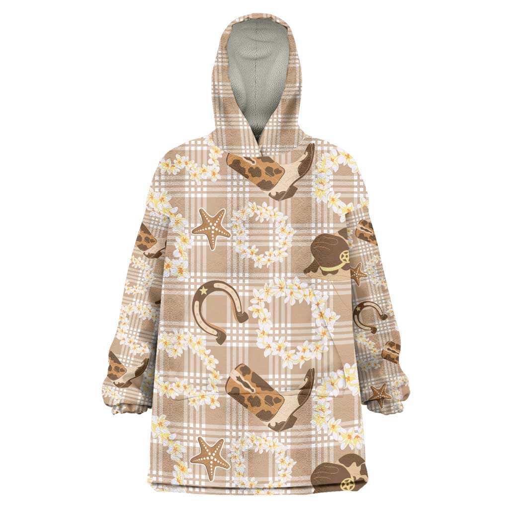 Aloha Hawaii Paniolo Khaki Palaka Wearable Blanket Hoodie Coastal Rodeo - Polynesian Pride