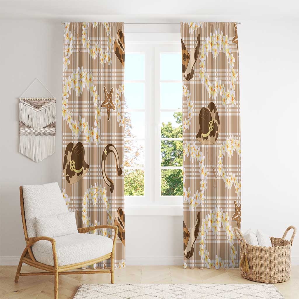 Aloha Hawaii Paniolo Khaki Palaka Window Curtain Coastal Rodeo - Polynesian Pride