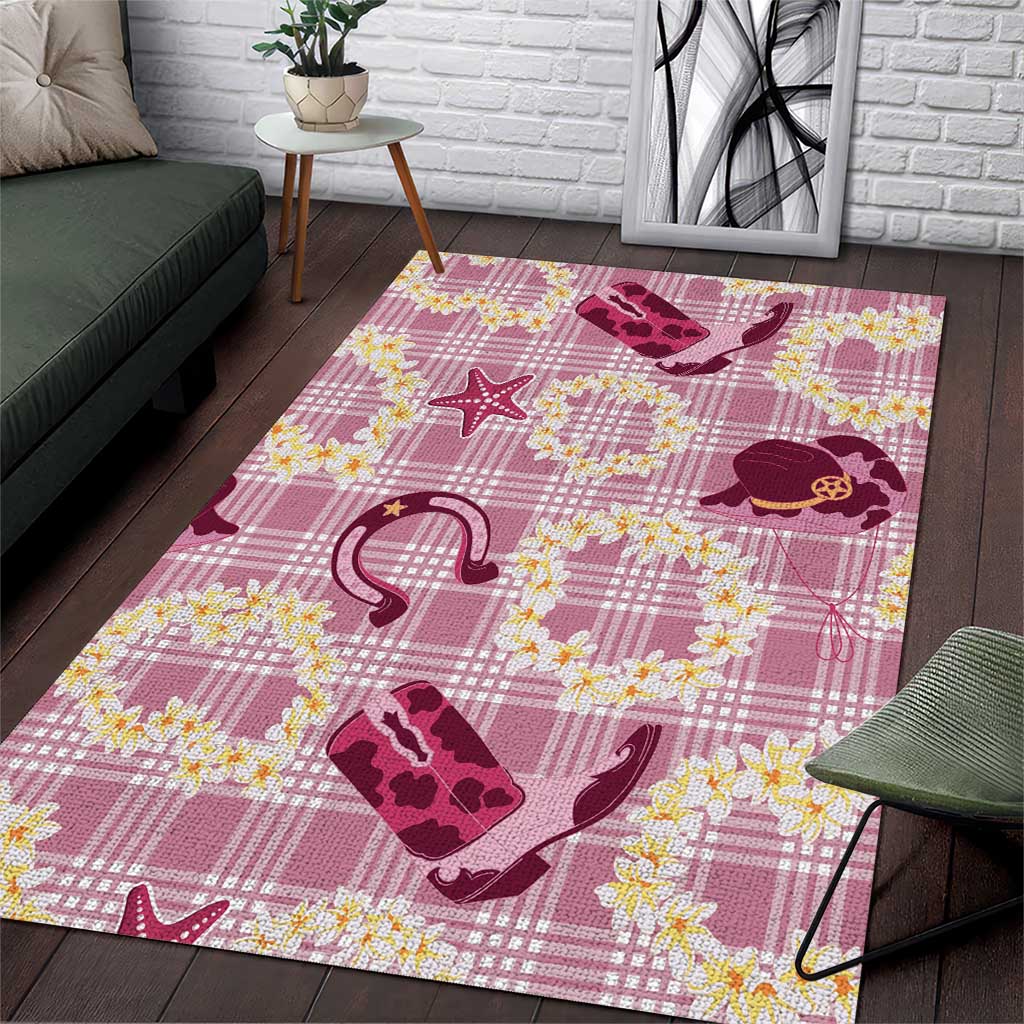 Aloha Hawaii Paniolo Lokelani Rose Palaka Area Rug Coastal Rodeo - Polynesian Pride