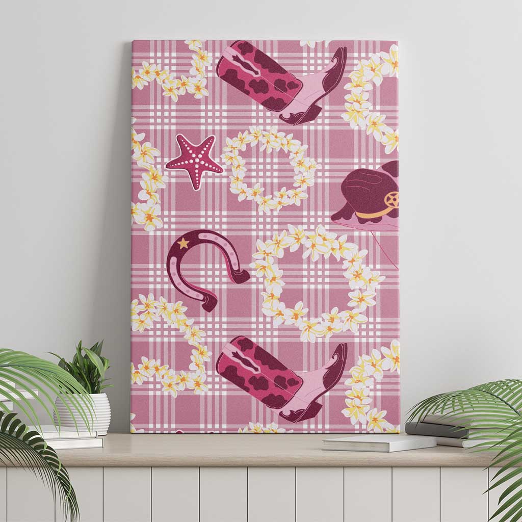 Aloha Hawaii Paniolo Lokelani Rose Palaka Canvas Wall Art Coastal Rodeo - Polynesian Pride