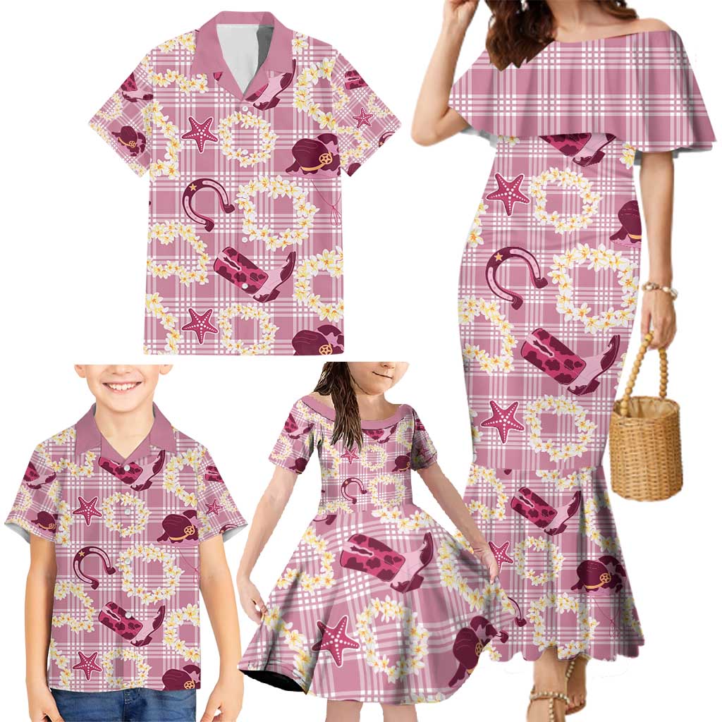 Aloha Hawaii Paniolo Lokelani Rose Palaka Family Matching Mermaid Dress and Hawaiian Shirt Coastal Rodeo - Polynesian Pride
