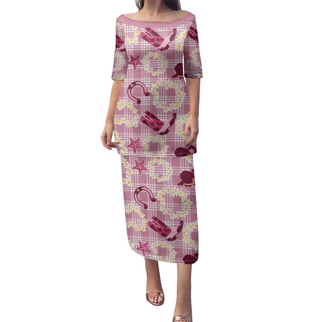 Aloha Hawaii Paniolo Lokelani Rose Palaka Family Matching Puletasi and Hawaiian Shirt Coastal Rodeo - Polynesian Pride