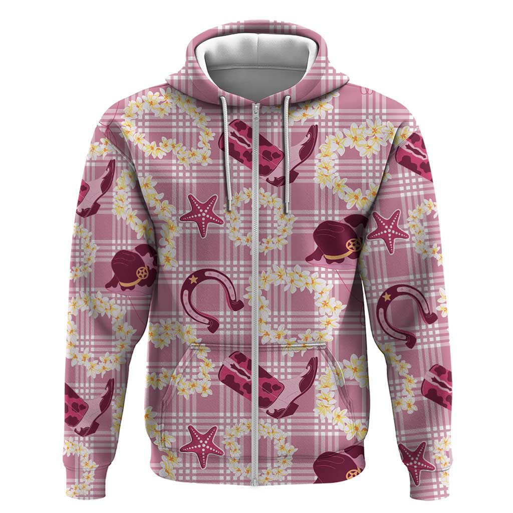 Aloha Hawaii Paniolo Lokelani Rose Palaka Hoodie Coastal Rodeo - Polynesian Pride
