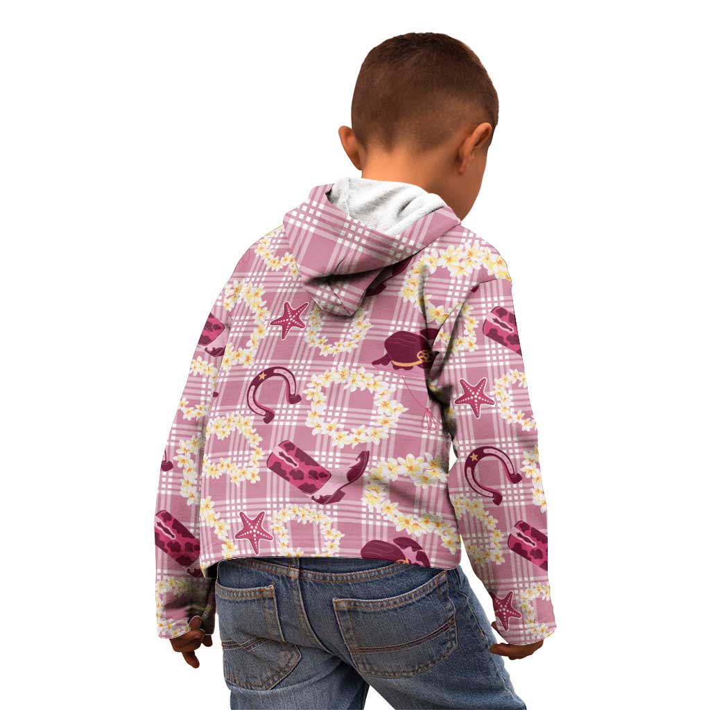 Aloha Hawaii Paniolo Lokelani Rose Palaka Kid Hoodie Coastal Rodeo - Polynesian Pride