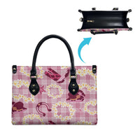 Aloha Hawaii Paniolo Lokelani Rose Palaka Leather Bag Coastal Rodeo - Polynesian Pride