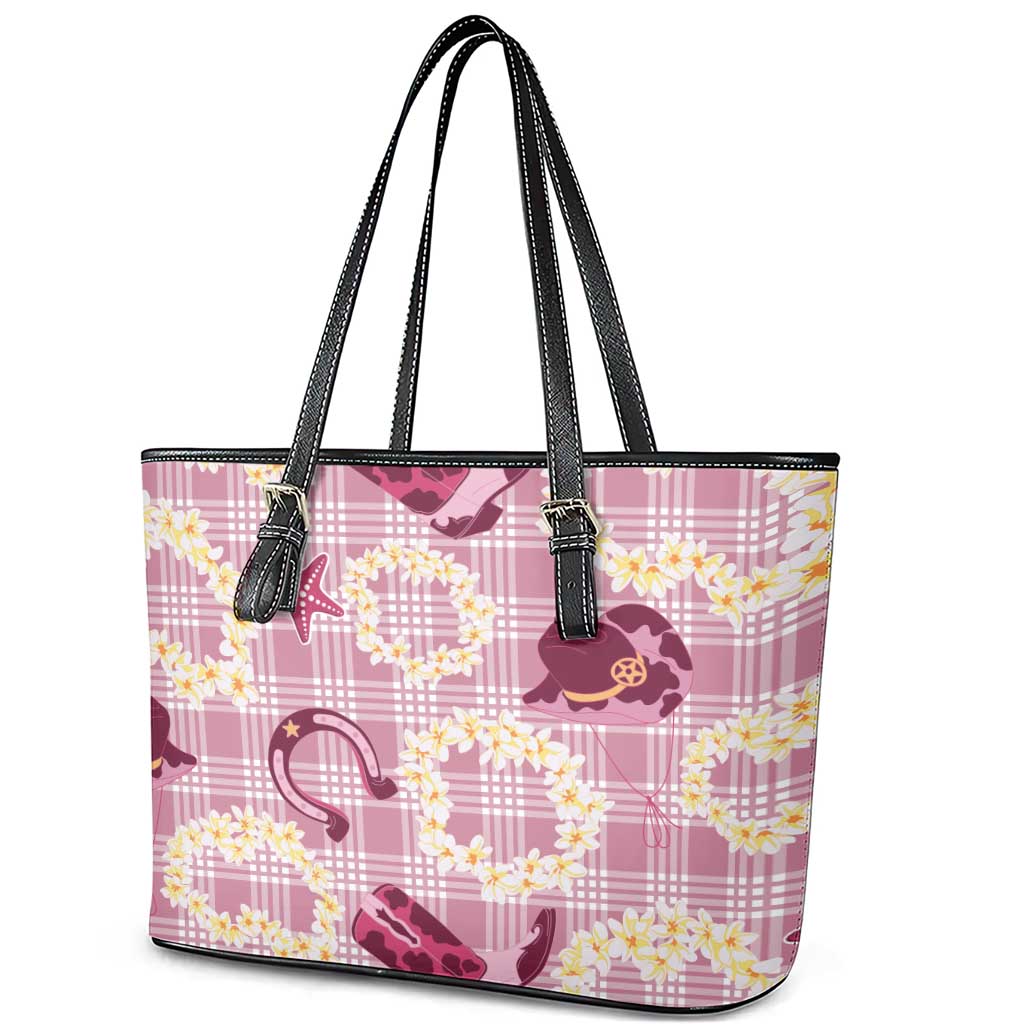 Aloha Hawaii Paniolo Lokelani Rose Palaka Leather Tote Bag Coastal Rodeo LT7 - Polynesian Pride