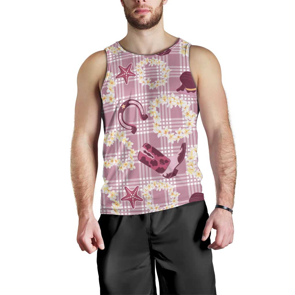 Aloha Hawaii Paniolo Lokelani Rose Palaka Men Tank Top Coastal Rodeo - Polynesian Pride
