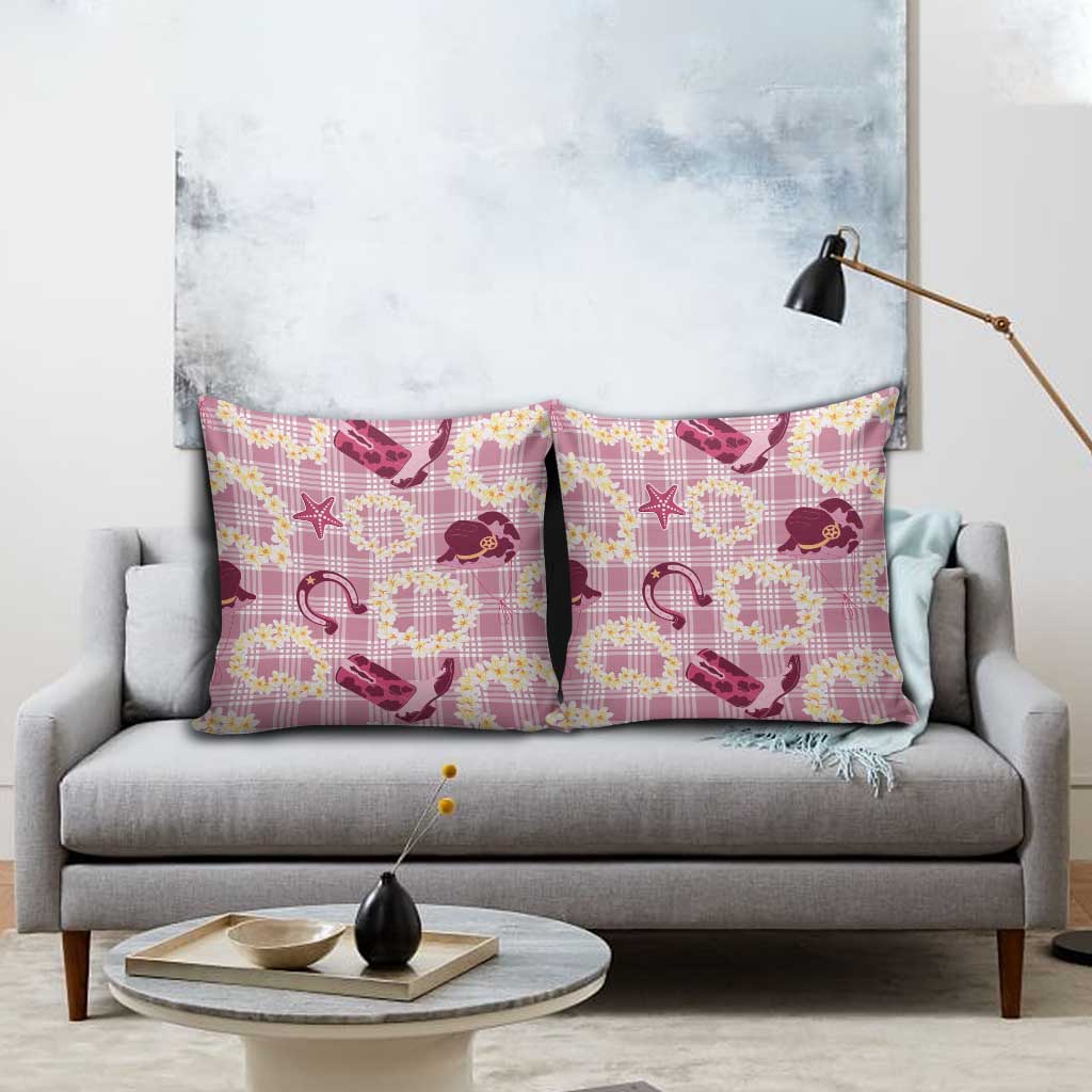Aloha Hawaii Paniolo Lokelani Rose Palaka Pillow Cover Coastal Rodeo - Polynesian Pride