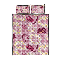Aloha Hawaii Paniolo Lokelani Rose Palaka Quilt Bed Set Coastal Rodeo - Polynesian Pride