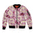 Aloha Hawaii Paniolo Lokelani Rose Palaka Sleeve Zip Bomber Jacket Coastal Rodeo - Polynesian Pride