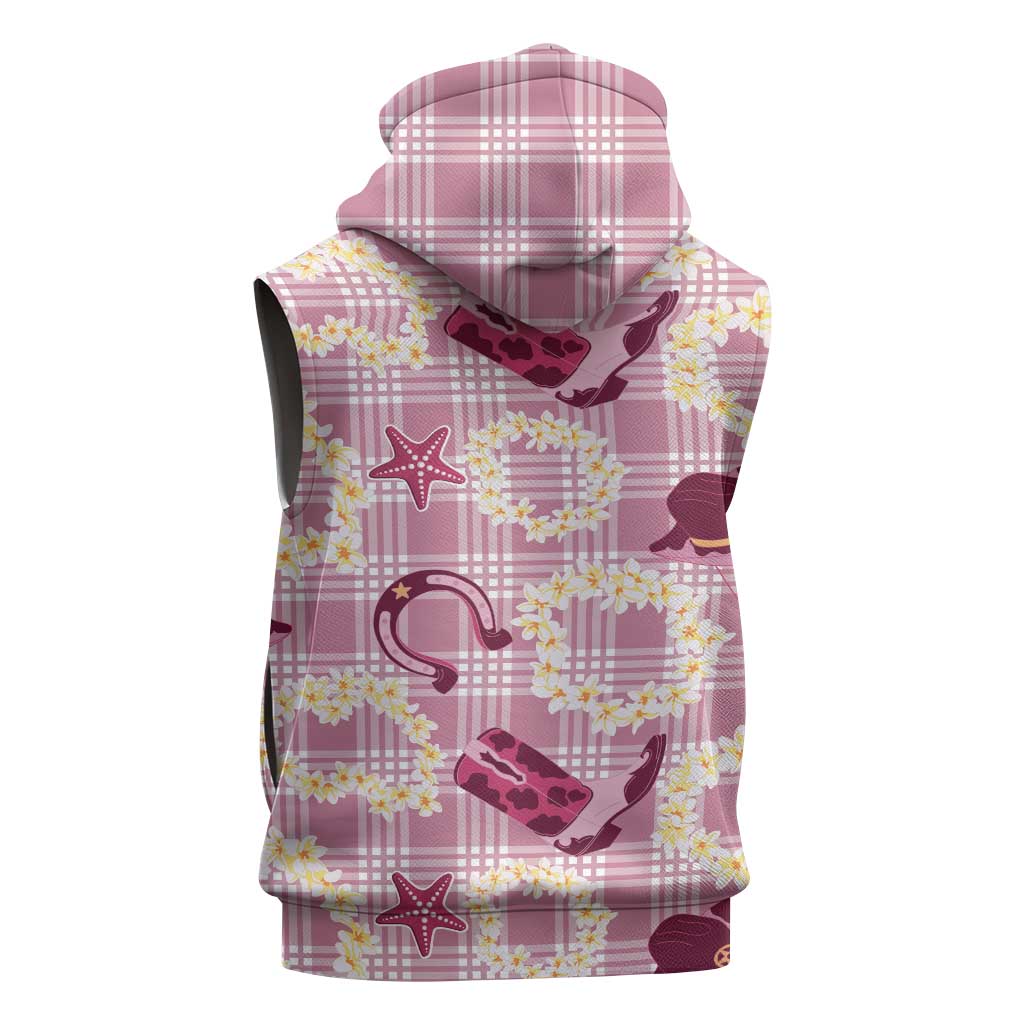 Aloha Hawaii Paniolo Lokelani Rose Palaka Sleeveless Hoodie Coastal Rodeo - Polynesian Pride