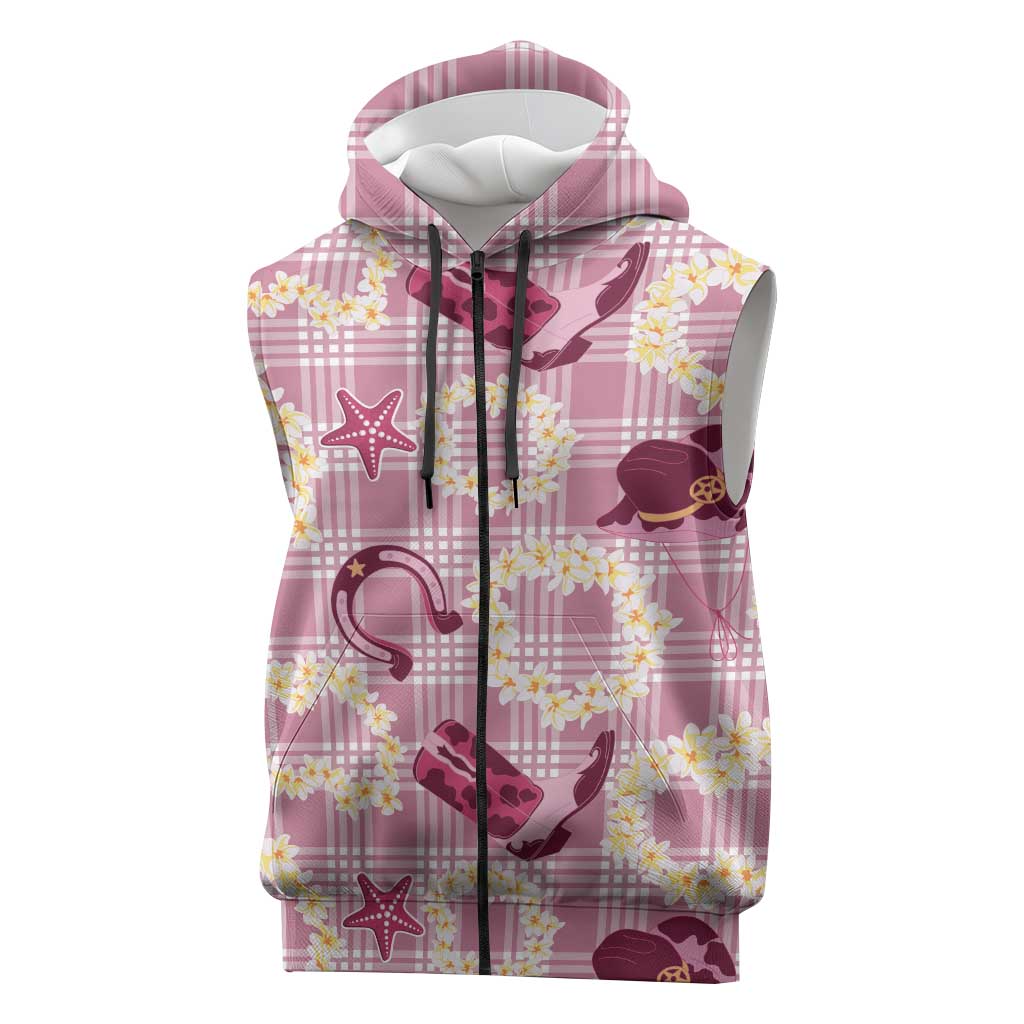 Aloha Hawaii Paniolo Lokelani Rose Palaka Sleeveless Zip Hoodie Coastal Rodeo LT7