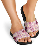 Aloha Hawaii Paniolo Lokelani Rose Palaka Slide Sandals Coastal Rodeo - Polynesian Pride