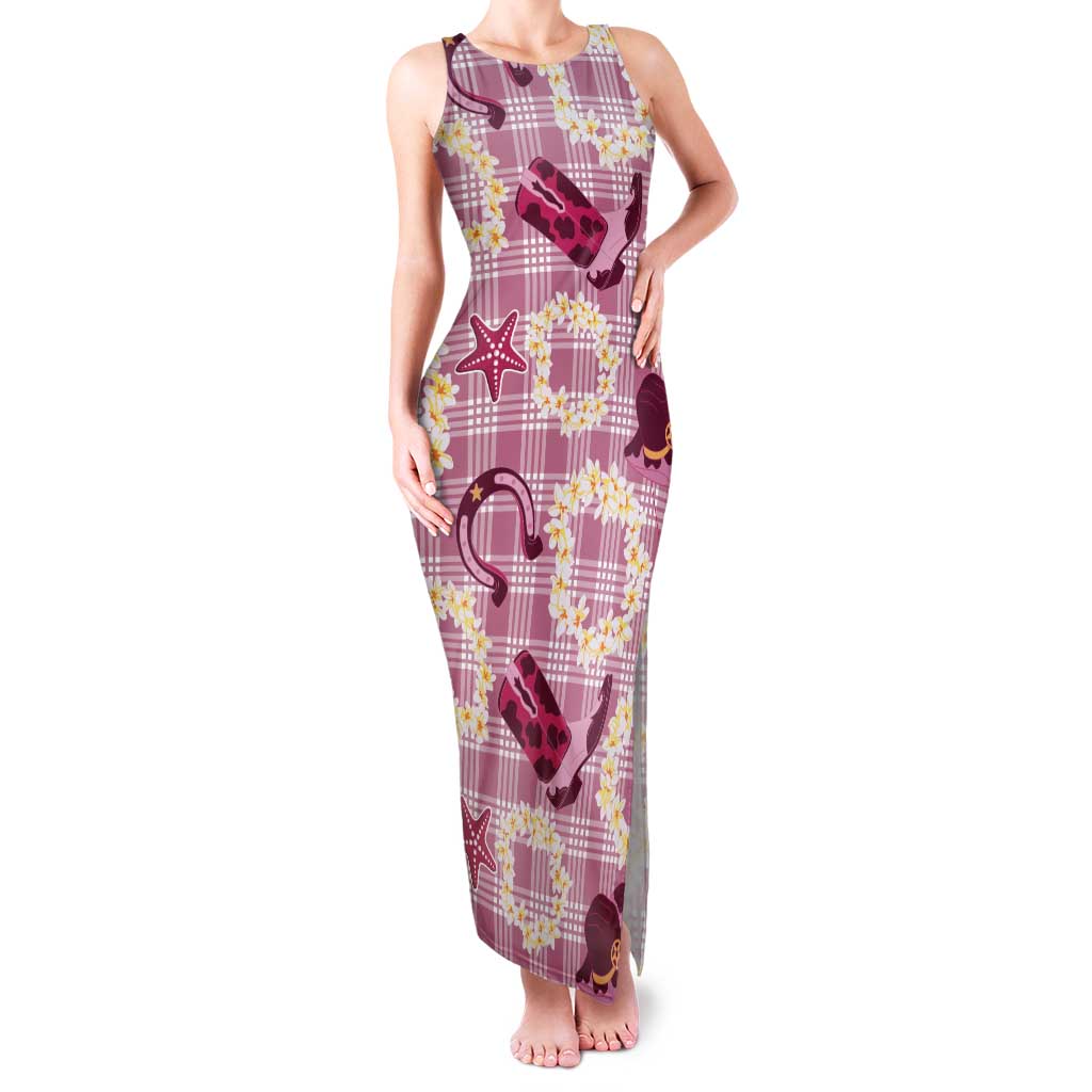 Aloha Hawaii Paniolo Lokelani Rose Palaka Tank Maxi Dress Coastal Rodeo - Polynesian Pride