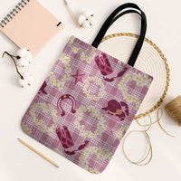 Aloha Hawaii Paniolo Lokelani Rose Palaka Tote Bag Coastal Rodeo LT7 Black Strap One Size Rose Pink - Polynesian Pride