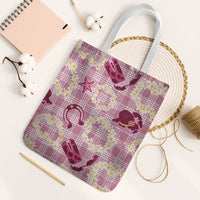 Aloha Hawaii Paniolo Lokelani Rose Palaka Tote Bag Coastal Rodeo LT7 White Strap One Size Rose Pink - Polynesian Pride