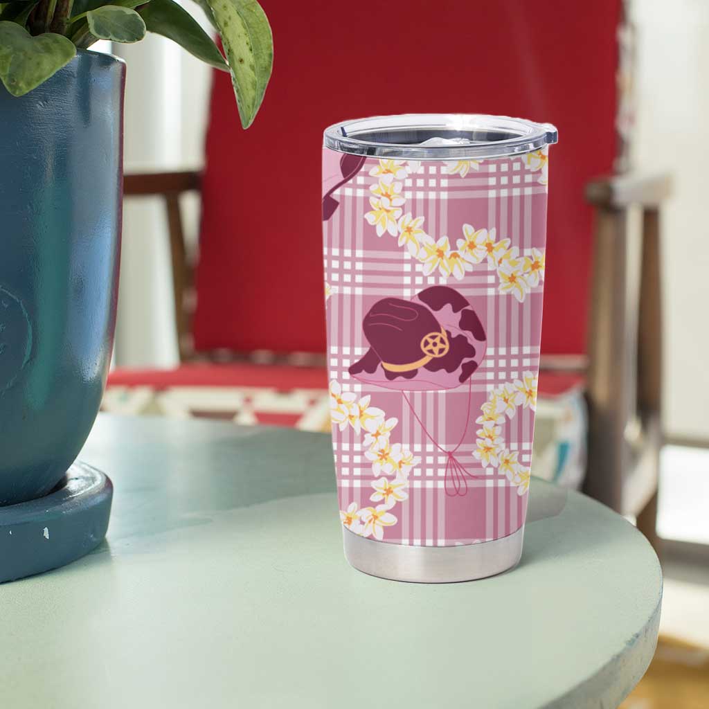 Aloha Hawaii Paniolo Lokelani Rose Palaka Tumbler Cup Coastal Rodeo - Polynesian Pride