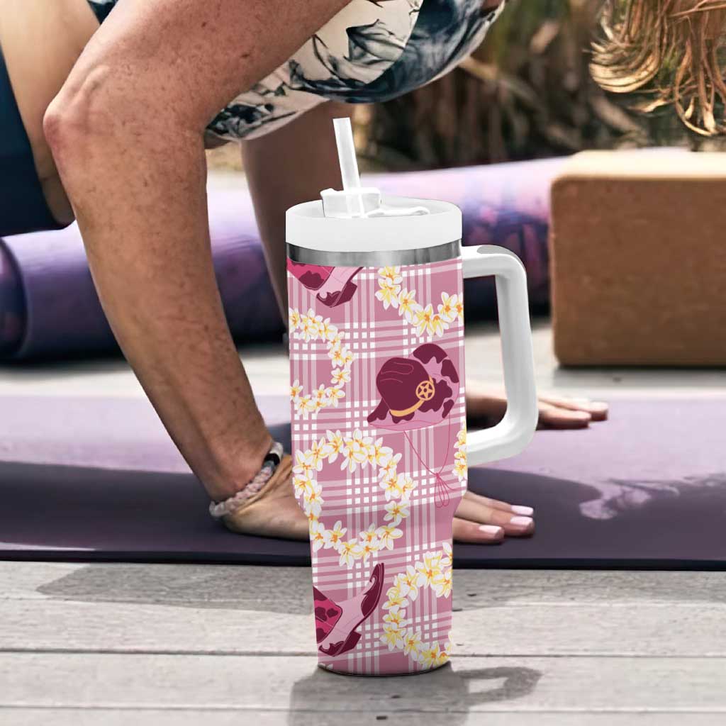 Aloha Hawaii Paniolo Lokelani Rose Palaka Tumbler With Handle Coastal Rodeo - Polynesian Pride