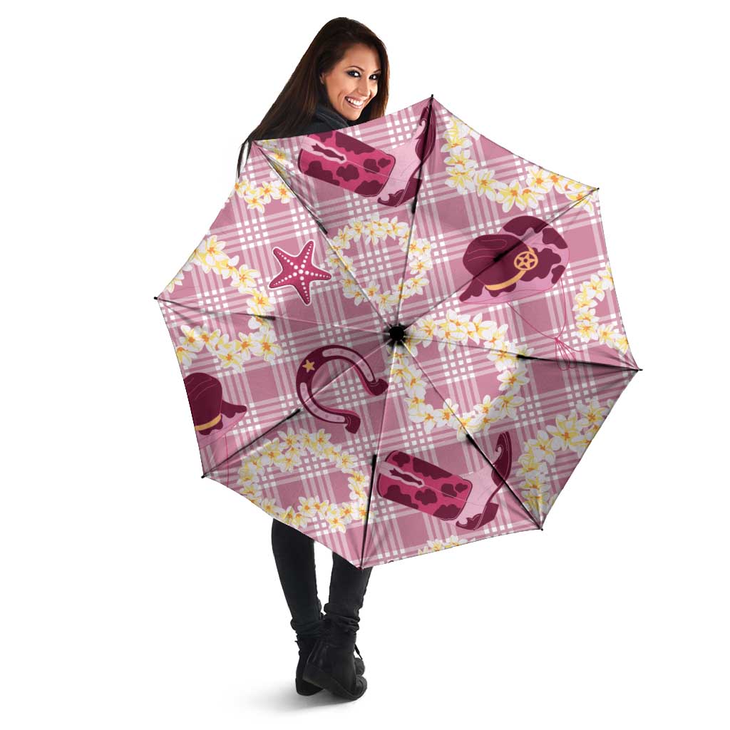 Aloha Hawaii Paniolo Lokelani Rose Palaka Umbrella Coastal Rodeo - Polynesian Pride