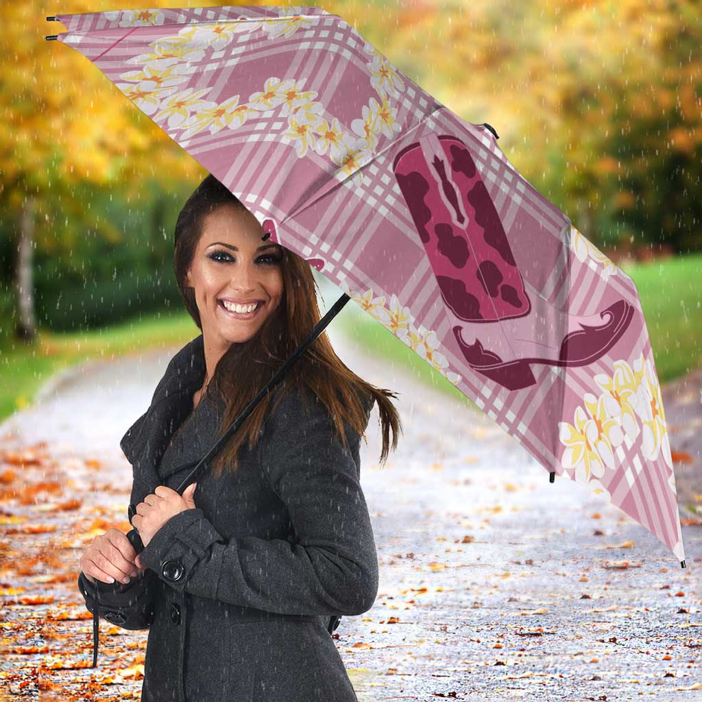 Aloha Hawaii Paniolo Lokelani Rose Palaka Umbrella Coastal Rodeo - Polynesian Pride