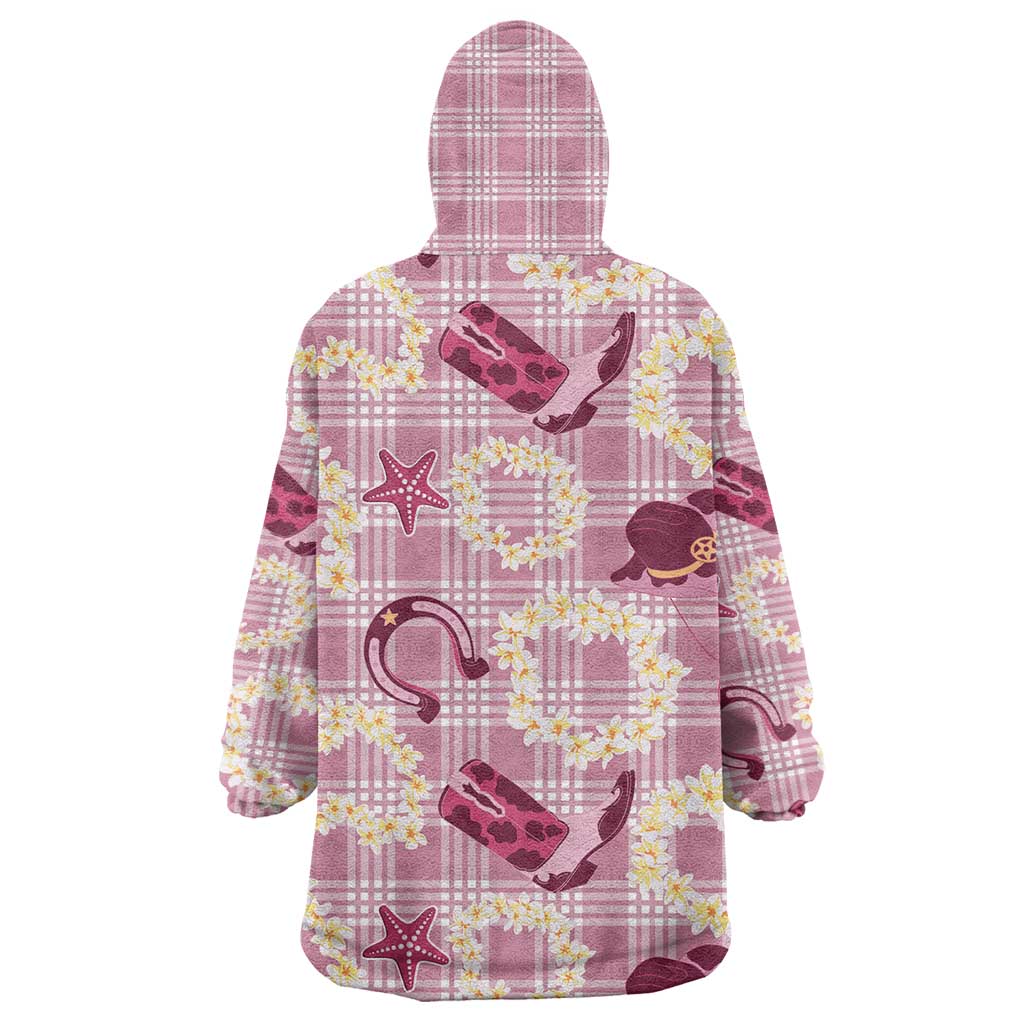 Aloha Hawaii Paniolo Lokelani Rose Palaka Wearable Blanket Hoodie Coastal Rodeo - Polynesian Pride