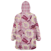 Aloha Hawaii Paniolo Lokelani Rose Palaka Wearable Blanket Hoodie Coastal Rodeo - Polynesian Pride