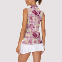 Aloha Hawaii Paniolo Lokelani Rose Palaka Women Sleeveless Polo Shirt Coastal Rodeo - Polynesian Pride